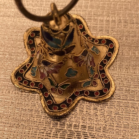 Vintage Miniature Bell Connected to a Butterfly Floral Motif Cloisonné - Picture 4 of 7